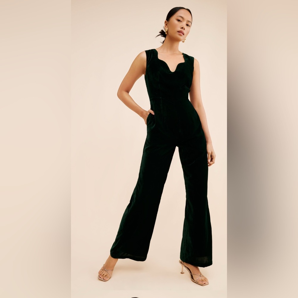 Chic dark green Sleeveless velvet Jumpsuit